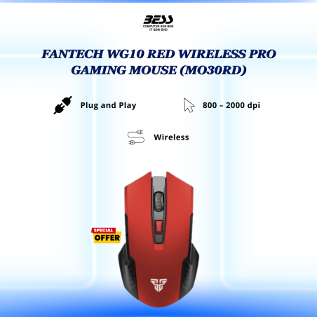 FANTECH WG10 RED WIRELESS PRO GAMING MOUSE