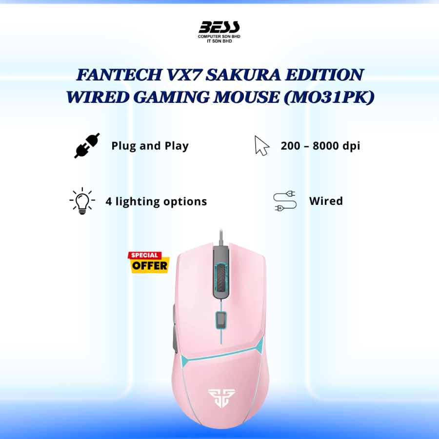 FANTECH VX7 WIRED GAMING MOUSE (BLACK/SAKURA)