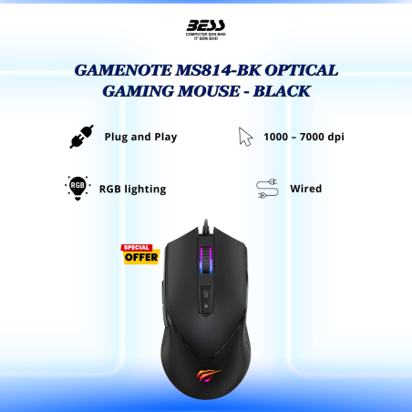 GAMENOTE MS814-BK OPTICAL GAMING MOUSE - BLACK