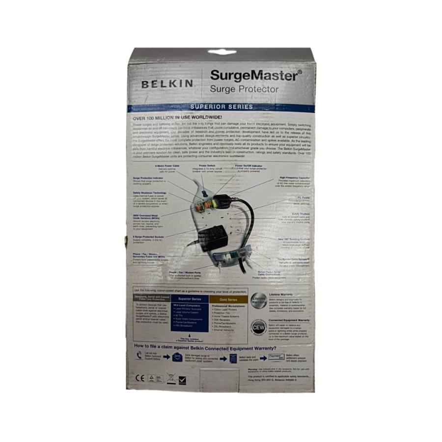 BELKIN 6W SURGE WITH TEL PROTECTION/WITH TEL & AV PROTECTION