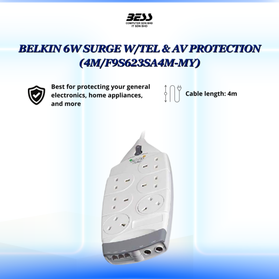 BELKIN 6W SURGE WITH TEL PROTECTION/WITH TEL & AV PROTECTION