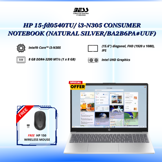 HP 15-fd0538TU/fd0539TU/fd0540TU i3-N305 CONSUMER NOTEBOOK