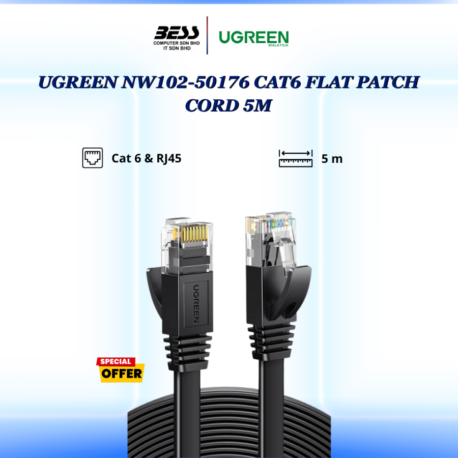 UGREEN CAT6 FLAT PATCH CORD 5M/10M