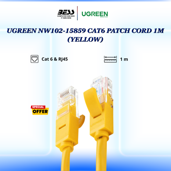 UGREEN CAT 6 PATCH CORD 1M/5M/10M/15M (BLUE/YELLOW/RED)