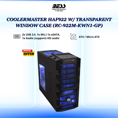 COOLERMASTER HAF922 W/ TRANSPARENT WINDOW CASE