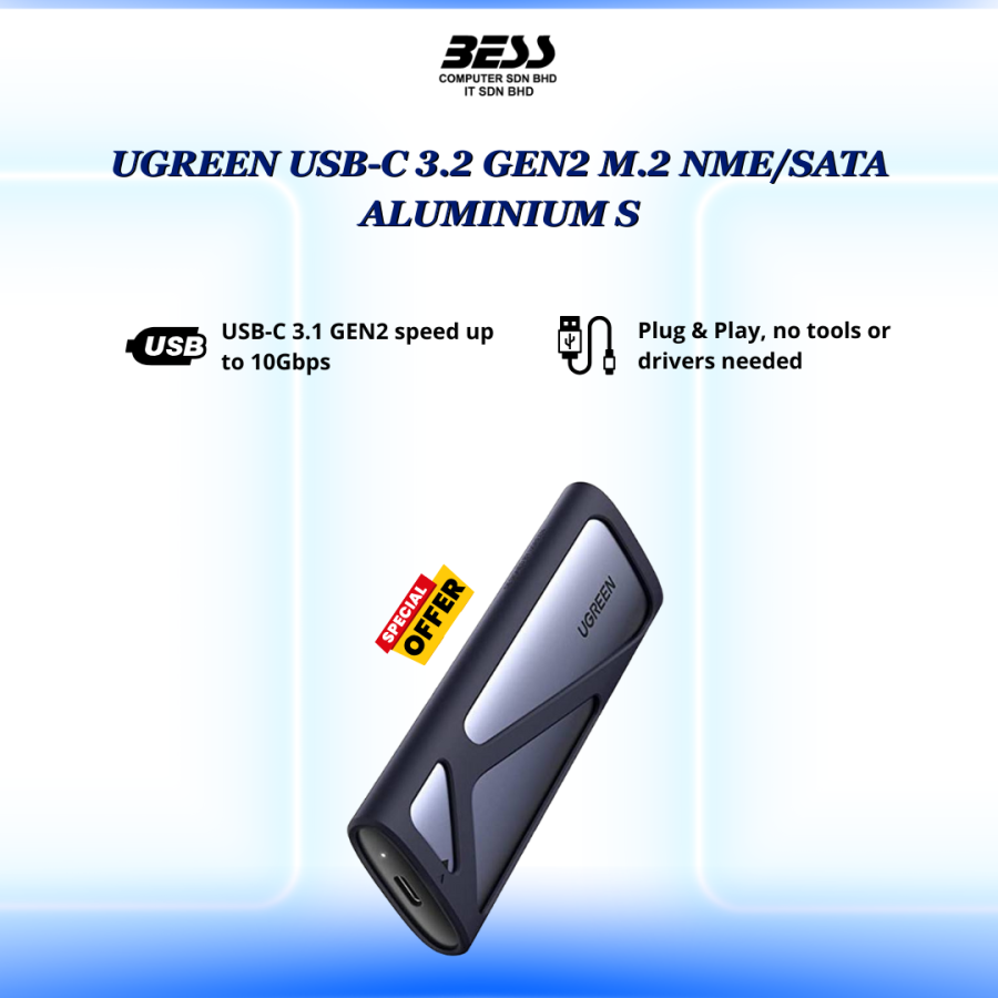 UGREEN USB-C 3.2 GEN2 M.2 NME/SATA ALUMINIUM S
