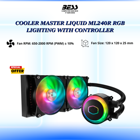 COOLER MASTER LIQUID ML240R RGB LIGHTING WITH CONTROLLER