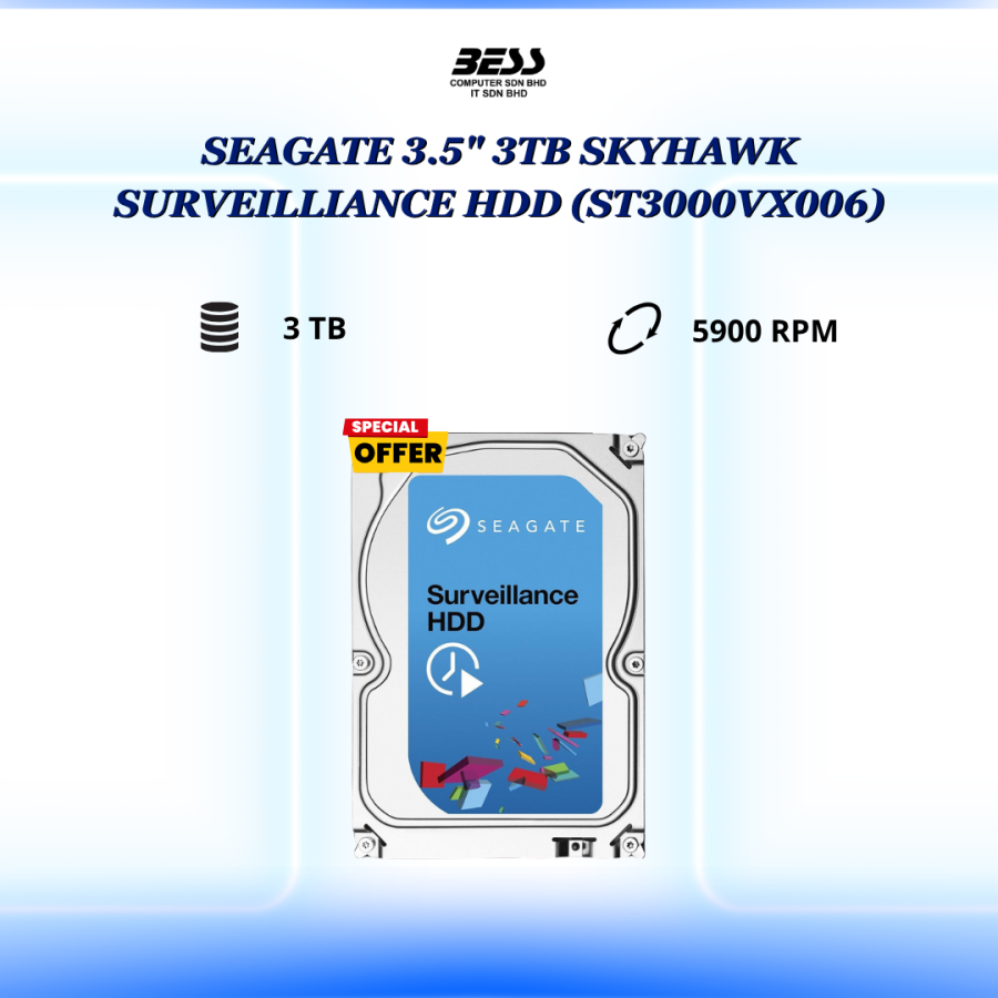 SEAGATE 3.5" 3TB SKYHAWK SURVEILLIANCE HDD