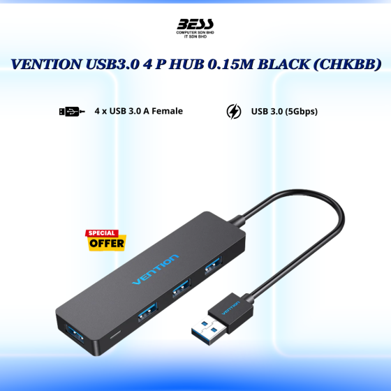 VENTION USB3.0 4 P HUB 0.15M BLACK