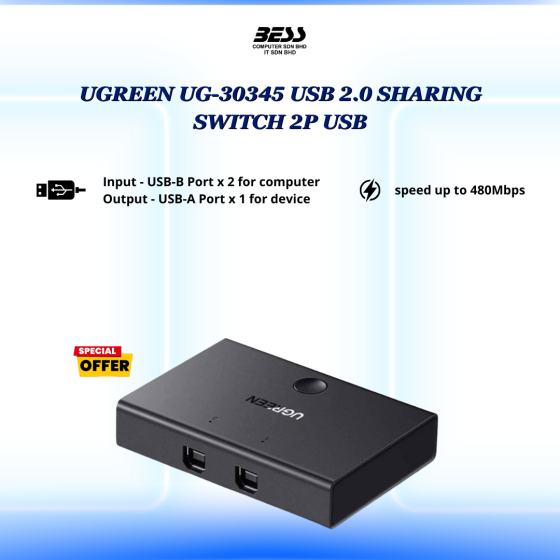 UGREEN UG-30345 USB 2.0 SHARING SWITCH 2P USB