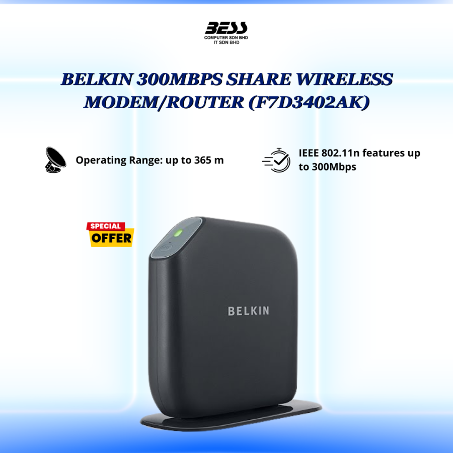 BELKIN 300MBPS SHARE WIRELESS MODEM/ROUTER