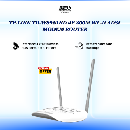 TP-LINK TD-W8961ND 4P 300M WL-N ADSL MODEM ROUTER
