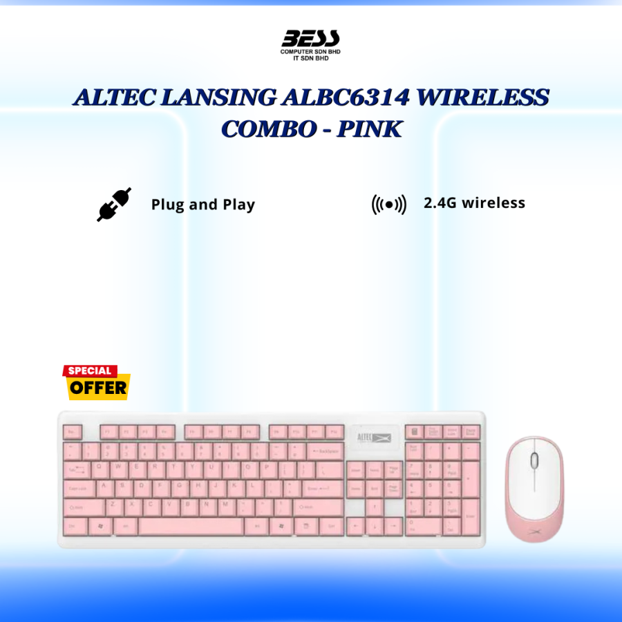 ALTEC LANSING ALBC6314 WIRELESS COMBO - (BLACK/PINK)