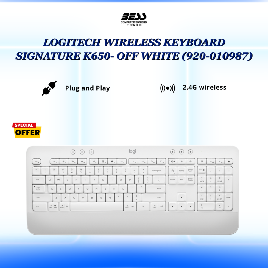 LOGITECH WIRELESS KEYBOARD SIGNATURE K650-(GRAPHITE/OFF WHITE)