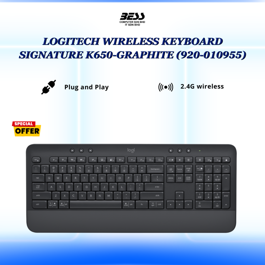 LOGITECH WIRELESS KEYBOARD SIGNATURE K650-(GRAPHITE/OFF WHITE)