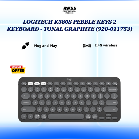 LOGITECH K380S PEBBLE KEYS 2 KEYBOARD - (TONAL GRAPHITE/WHITE/ROSE)
