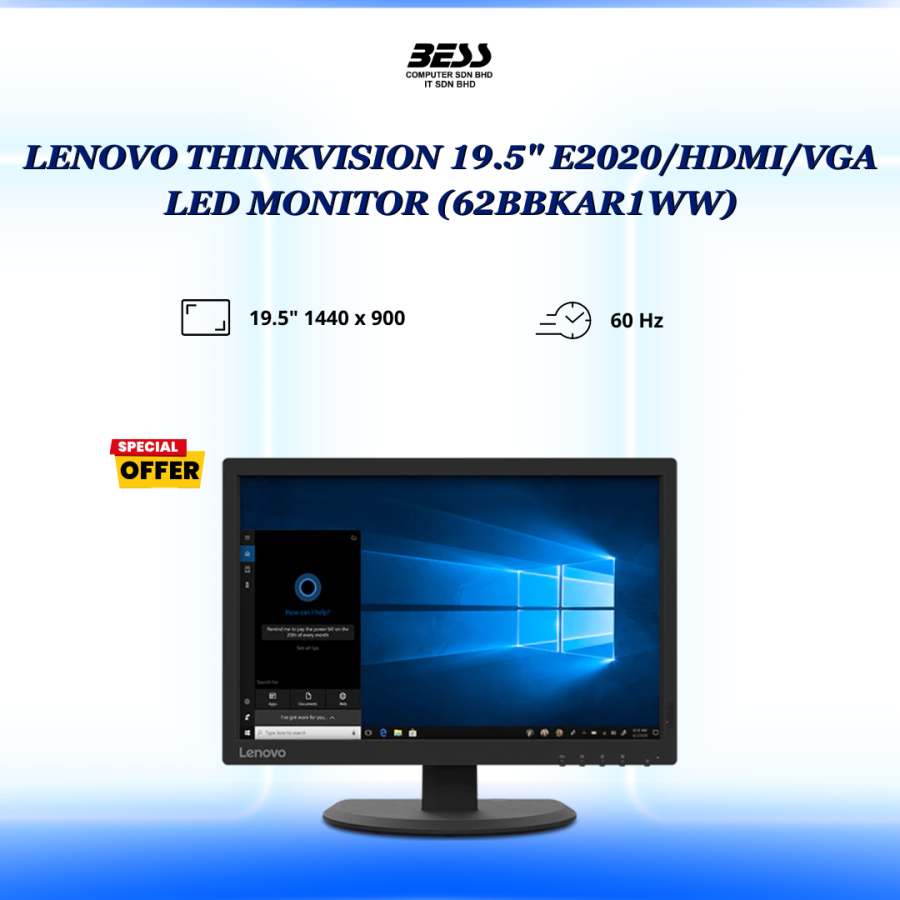 LENOVO THINKVISION 19.5" E2020/HDMI/VGA LED MONITOR