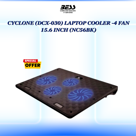 CYCLONE (DCX-030) LAPTOP COOLER -4 FAN 15.6 INCH (NC56BK)