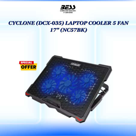 CYCLONE (DCX-035) LAPTOP COOLER 5 FAN 17" (NC57BK)