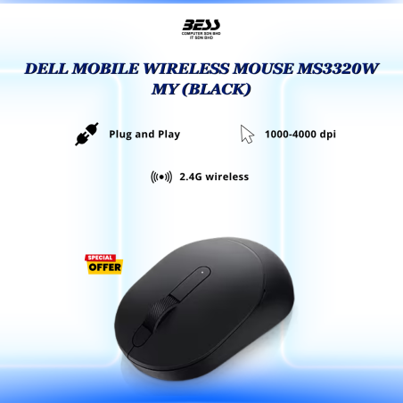 DELL MOBILE WIRELESS MOUSE MS3320W MY (BLACK)