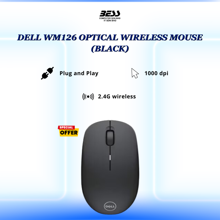 DELL WM126 OPTICAL WIRELESS MOUSE (BLACK)