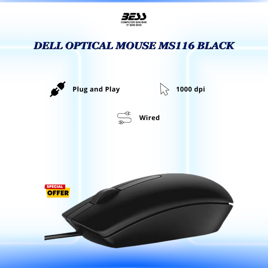 DELL OPTICAL MOUSE MS116 BLACK