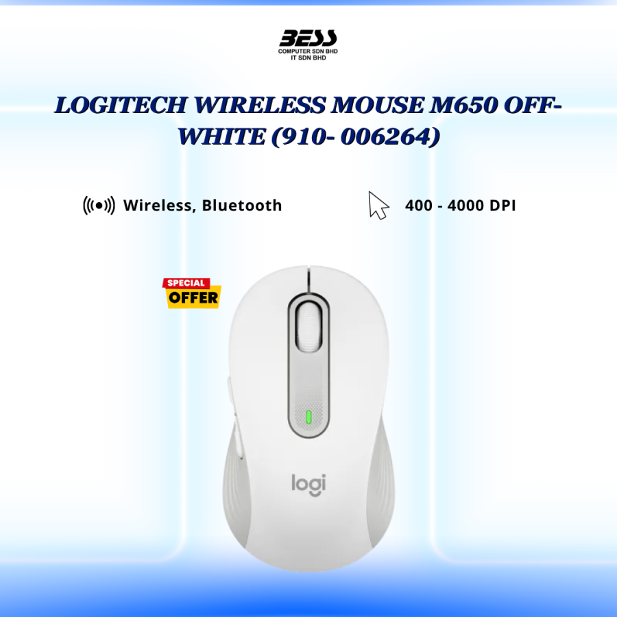 LOGITECH WIRELESS MOUSE M650 (OFF-WHITE/ROSE/GRAPHITE)