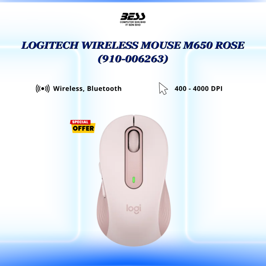 LOGITECH WIRELESS MOUSE M650 (OFF-WHITE/ROSE/GRAPHITE)