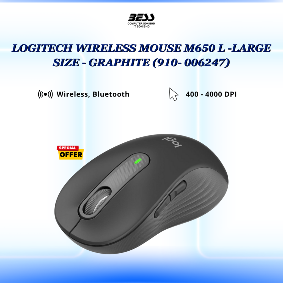 LOGITECH WIRELESS MOUSE M650 L - LARGE SIZE (GRAPHITE)