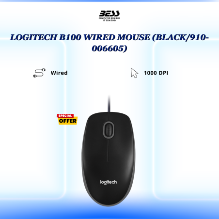 LOGITECH B100 WIRED MOUSE