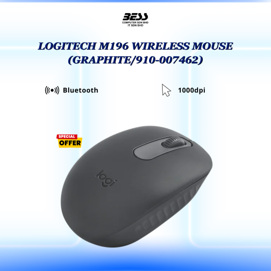 LOGITECH M196 WIRELESS MOUSE (GRAPHITE/OFF-WHITE/ROSE)