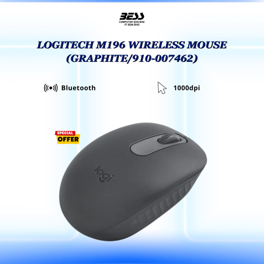 LOGITECH M196 WIRELESS MOUSE (GRAPHITE/OFF-WHITE/ROSE)