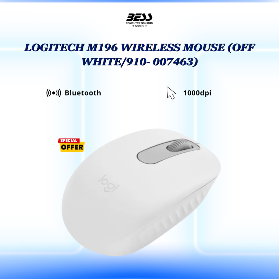 LOGITECH M196 WIRELESS MOUSE (GRAPHITE/OFF-WHITE/ROSE)