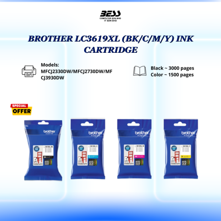 BROTHER LC3619XL (BK/C/M/Y) INK CARTRIDGE