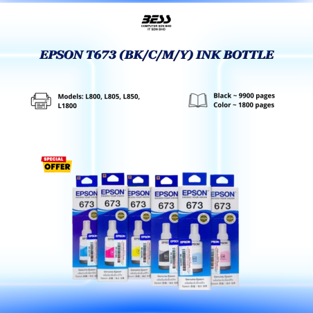 EPSON T673 (BK/C/M/Y) INK BOTTLE