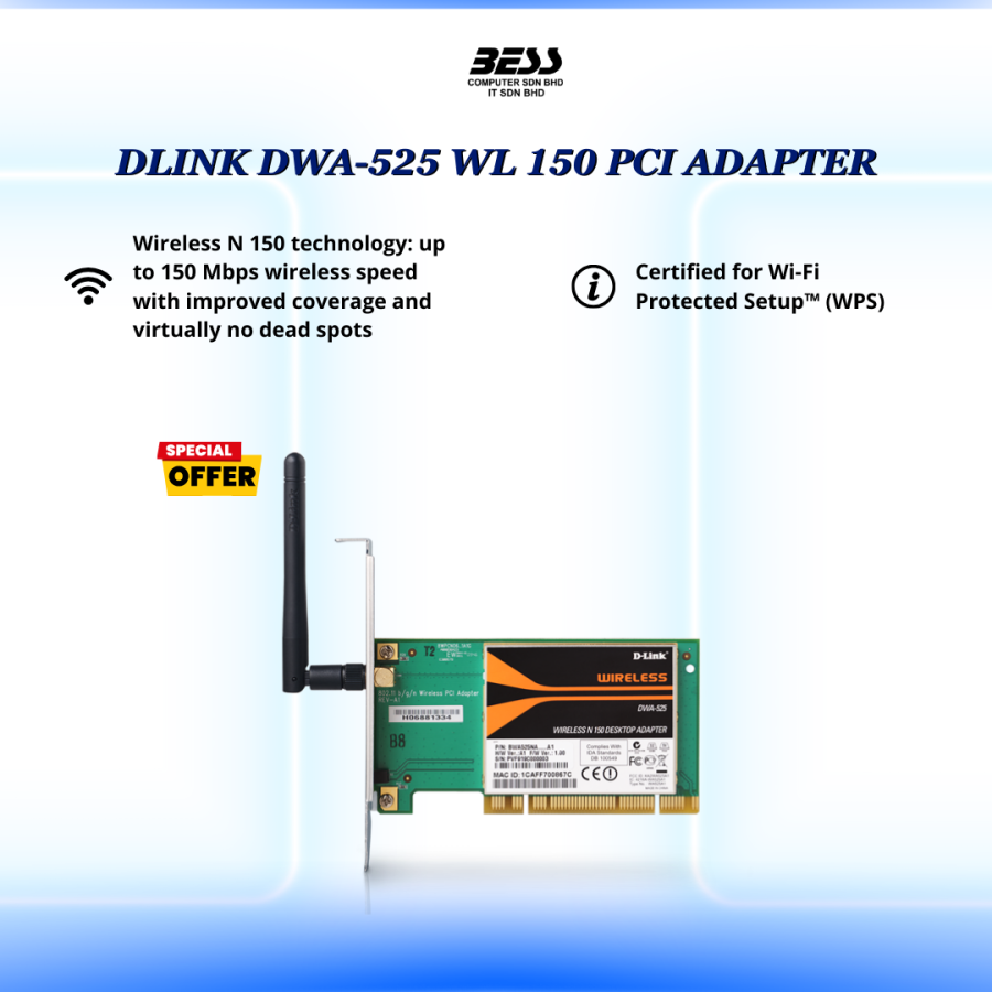 DLINK DWA-525 WL 150 PCI ADAPTER