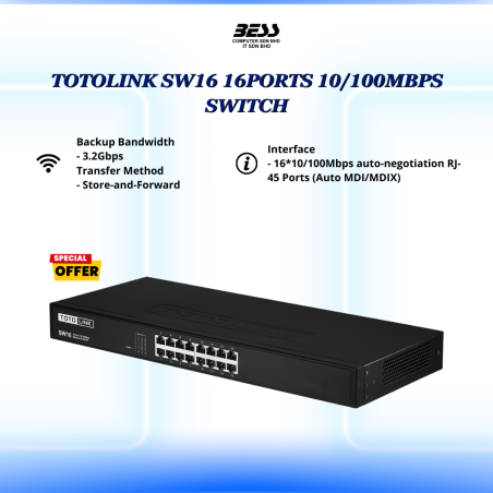TOTOLINK SW16 16PORTS 10/100MBPS SWITCH