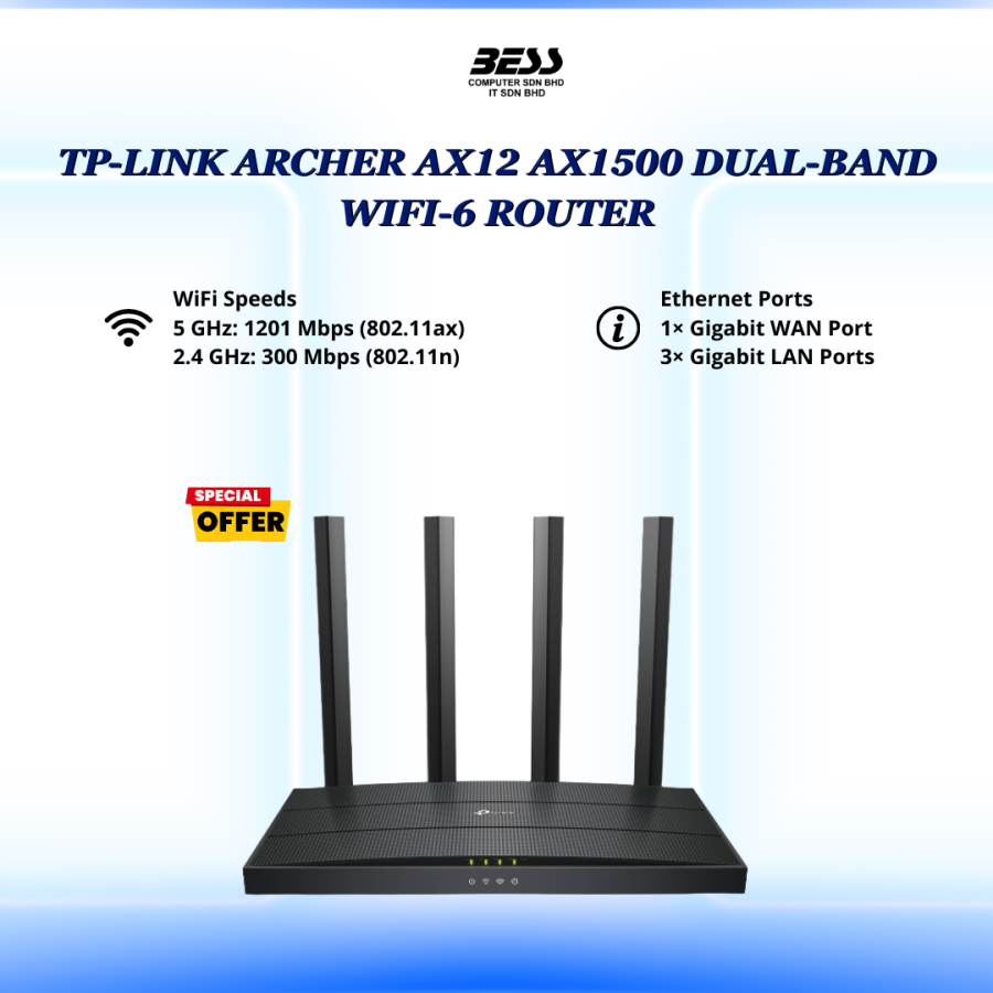 TP-LINK ARCHER AX12 AX1500 DUAL-BAND WIFI-6 ROUTER