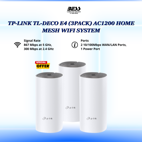 TP-LINK TL-DECO E4 (3PACK) AC1200 HOME MESH WIFI SYSTEM