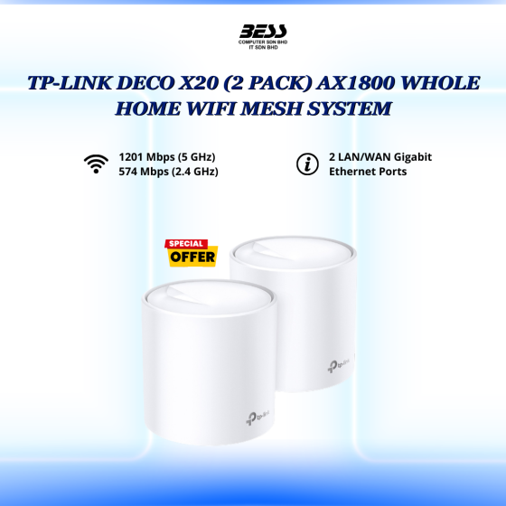 TP-LINK DECO X20 (2 PACK) AX1800 WHOLE HOME WIFI MESH SYSTEM