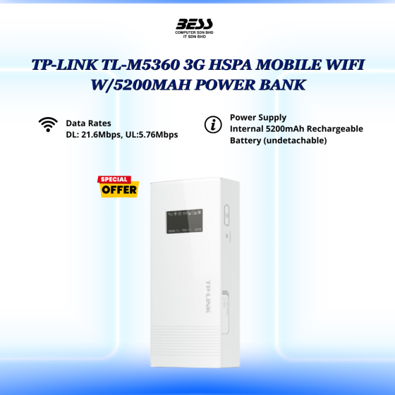 TP-LINK TL-M5360 3G HSPA MOBILE WIFI W/5200MAH POWER BANK