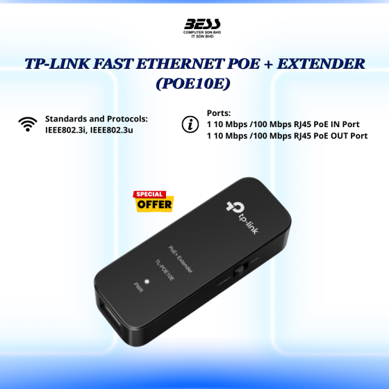 TP-LINK FAST ETHERNET POE + EXTENDER (POE10E)