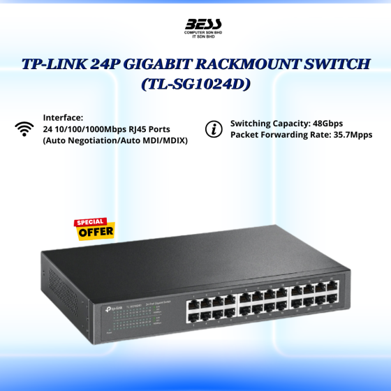 TP-LINK 24P GIGABIT RACKMOUNT SWITCH (TL-SG1024D)