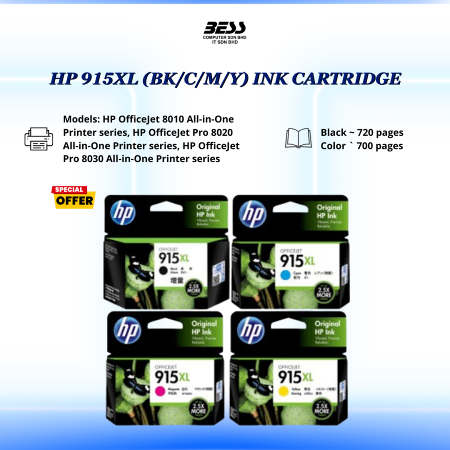 HP 915XL (BK/C/M/Y) INK CARTRIDGE