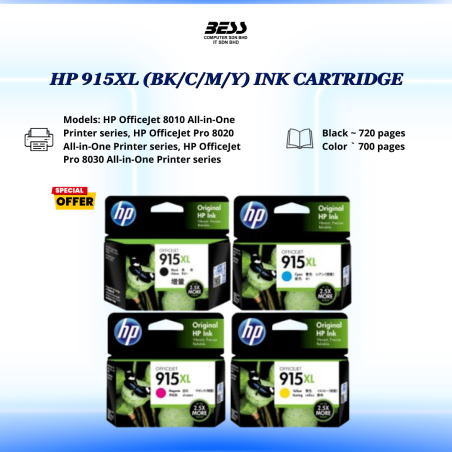 HP 915XL (BK/C/M/Y) INK CARTRIDGE