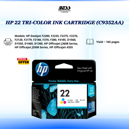 HP (22/22XL) TRI-COLOR INK CARTRIDGE