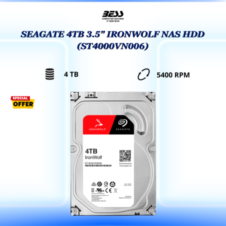 SEAGATE 4TB 3.5" IRONWOLF NAS HDD (ST4000VN006)