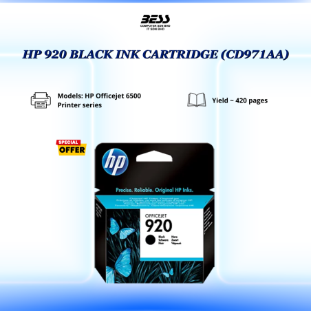 HP 920 BLACK INK CARTRIDGE (CD971AA)