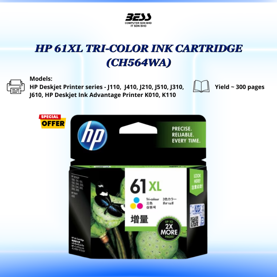 HP 61XL TRI-COLOR INK CARTRIDGE
