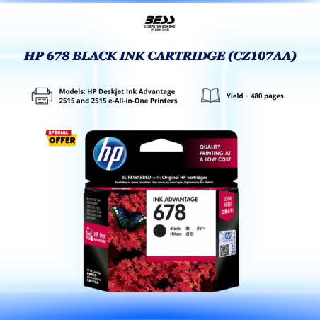 HP 678 BLACK INK CARTRIDGE